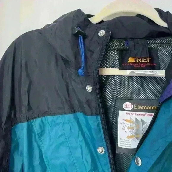 REI Elements VINTAGE jacket windbreaker rain coat gorpcore backpacking PNW - Picture 6 of 11